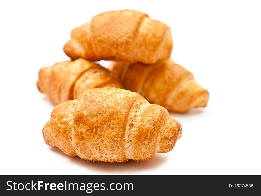 French croissants isolated on white background