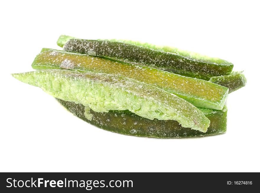 Candied grapefruit peels (succades) isolated on a white background