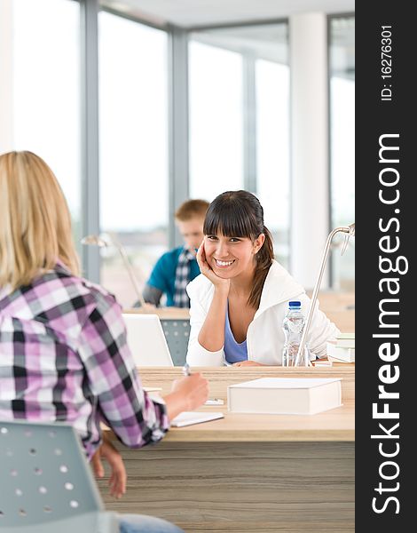 Three High School Students In Classroom