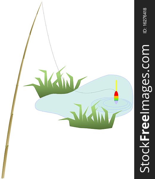 Vector illustration bamboo fishing rod