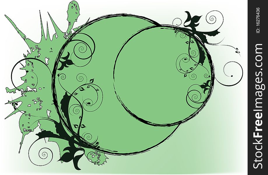 Green decorative circle with place for text