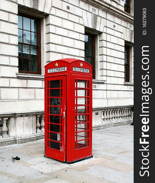 Red telephone booth in London