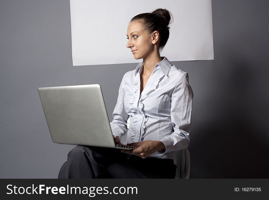 Smiley Woman With Laptop