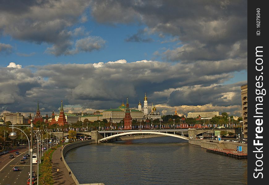 Moscow Russia Kremlin Red Square River Bridge Tower