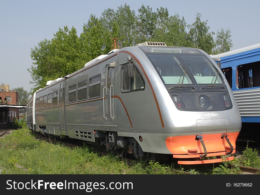 Railcar on railway in Moscow. Russia. Railcar on railway in Moscow. Russia