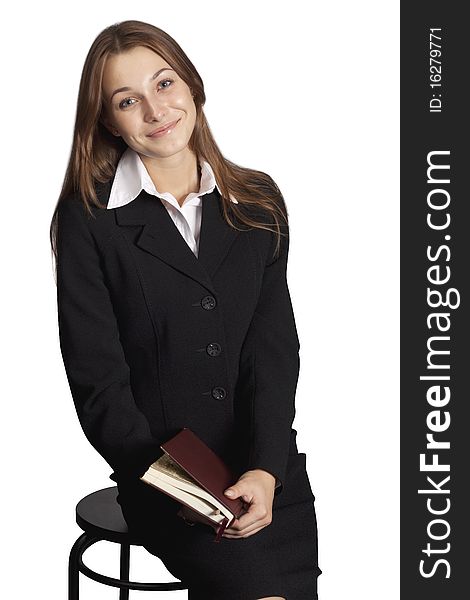 Attractive Business Woman Holding A Folder.