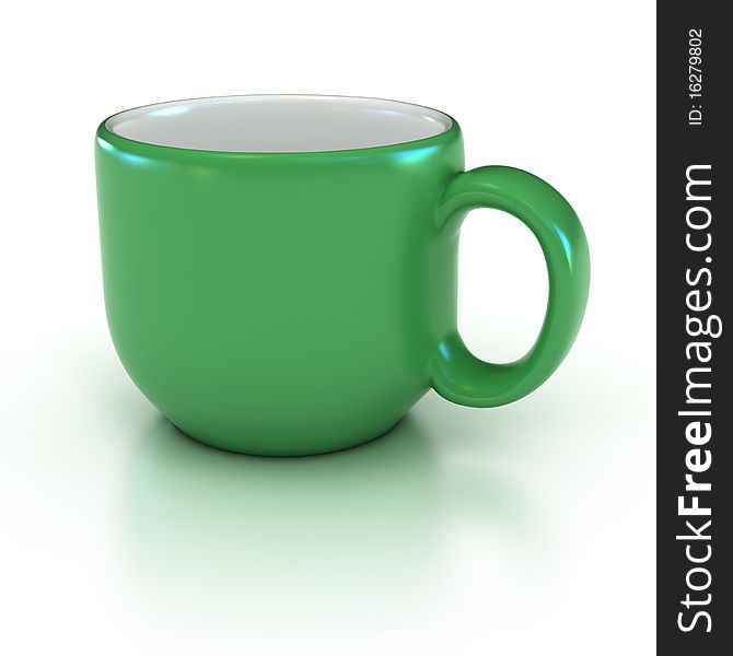 Blank green coffee cup on the white background suitable for placing logo or your text on it