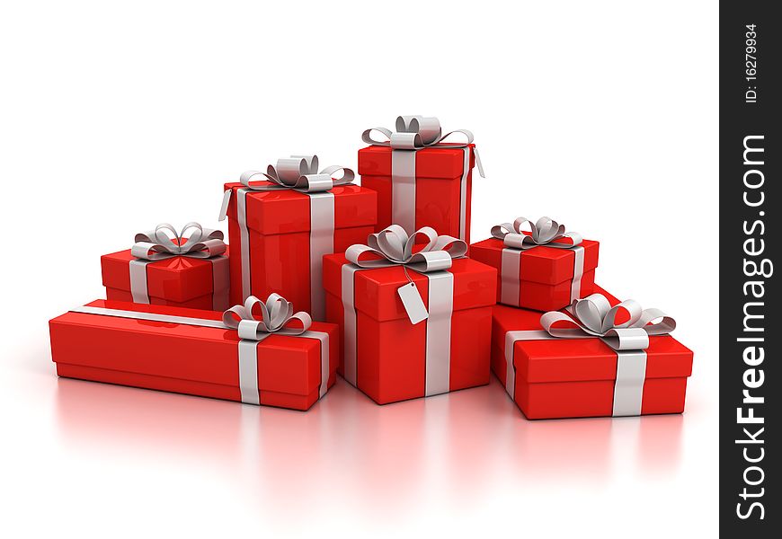 Gift Boxes Over White Background