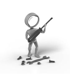 Search-Man With Tools Stock Image Search-Man With Tools Stock Image