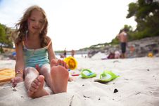 Little Girl On A Beach. Royalty Free Stock Images Little Girl On A Beach. Royalty Free Stock Images