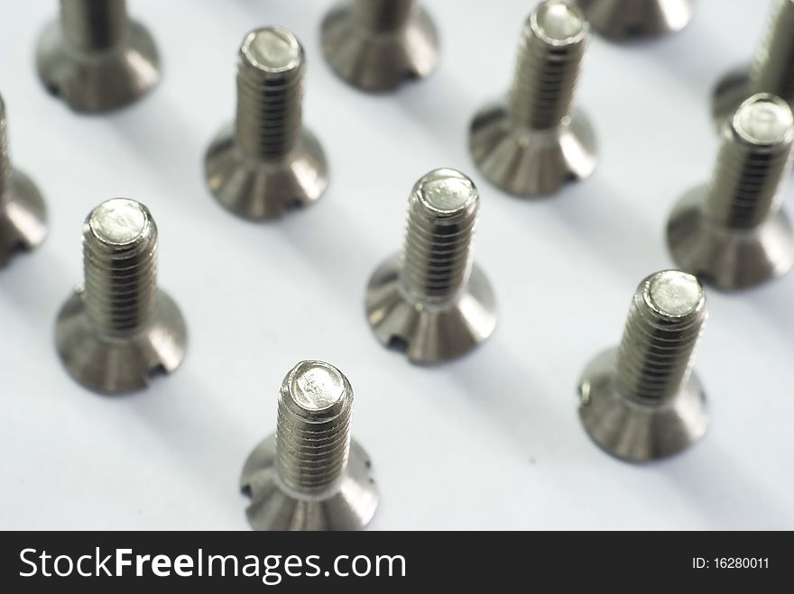 View from top of screw on isolated background. View from top of screw on isolated background