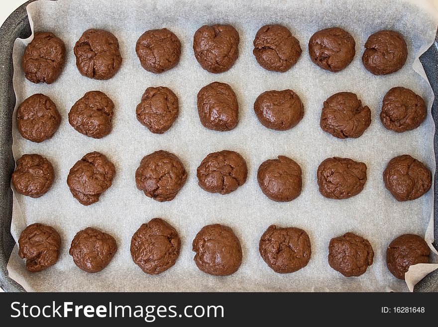 Chocolate candies on white kitchen papper for background