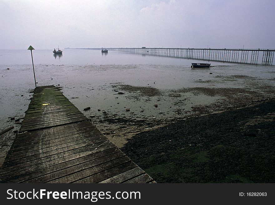 Misty view of northern sea. Misty view of northern sea