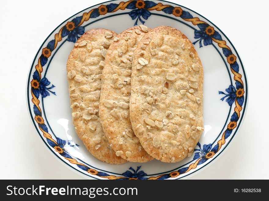 Cookies with cereals on a plate