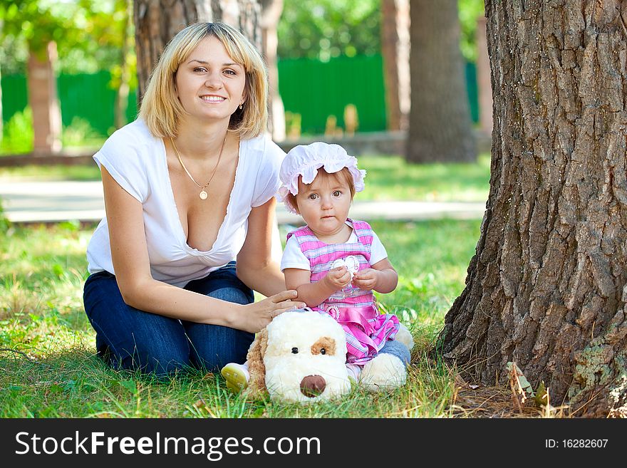 Mother and son in park. Mother and son in park