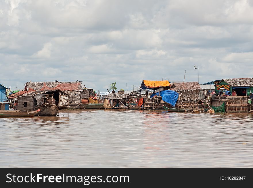 Fishing Village On Tonle Sap Lake