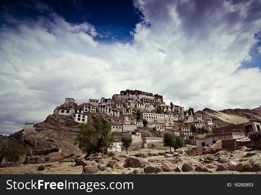 Tibetan temple on the hill. Tibetan temple on the hill