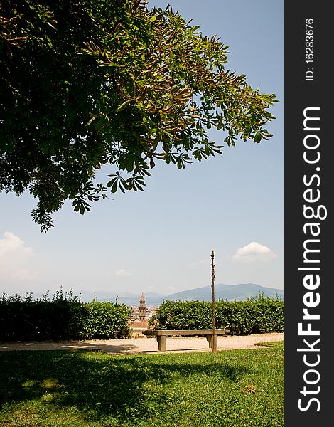 Resting bench in a park in florence. Resting bench in a park in florence