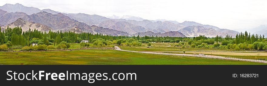 Panoramic mountain view from shey palace