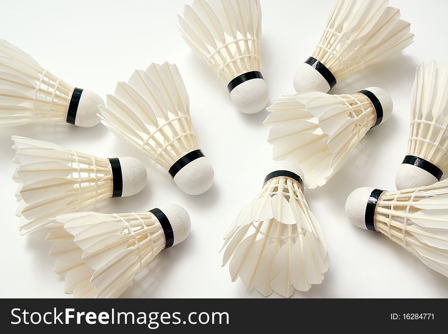 Group of white badminton shuttlecocks for your design. Group of white badminton shuttlecocks for your design