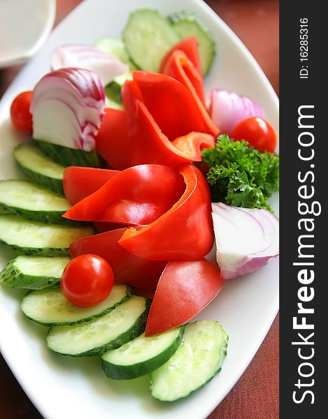 Fresh delicious colorful vegetables as appetizer. Fresh delicious colorful vegetables as appetizer