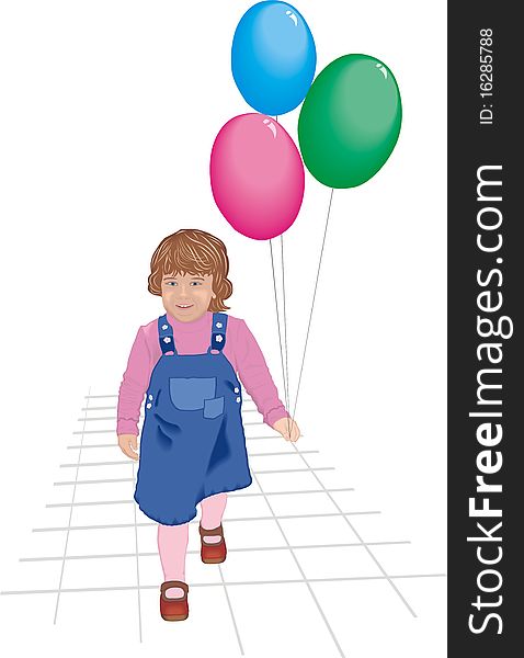 Happy little girl smiling and holding balloons. Happy little girl smiling and holding balloons