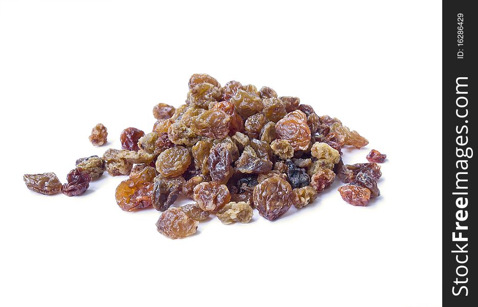 Pile Of Raisins Isolated Over White