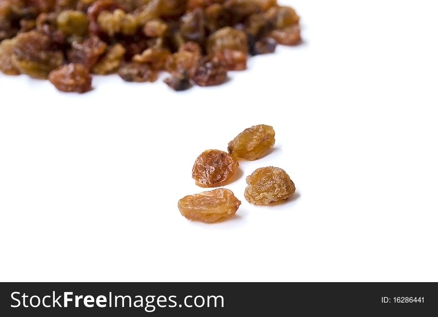 Raisins isolated over white background