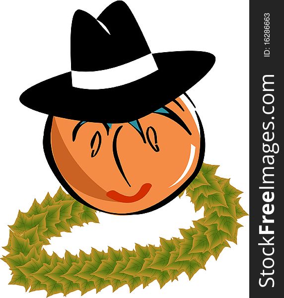 Halloween pumpkin hat with Price and leaves. Halloween pumpkin hat with Price and leaves