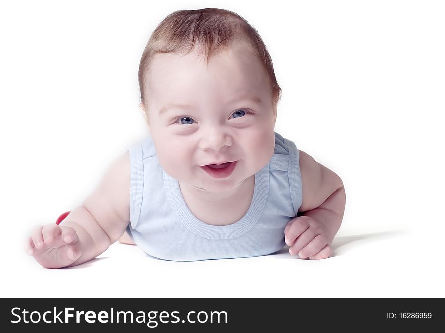 Happy Baby  On A White Background