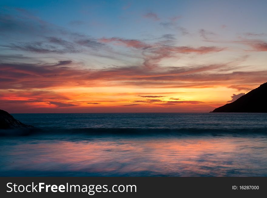 Beach Sunset In Phuket Island, Thailand