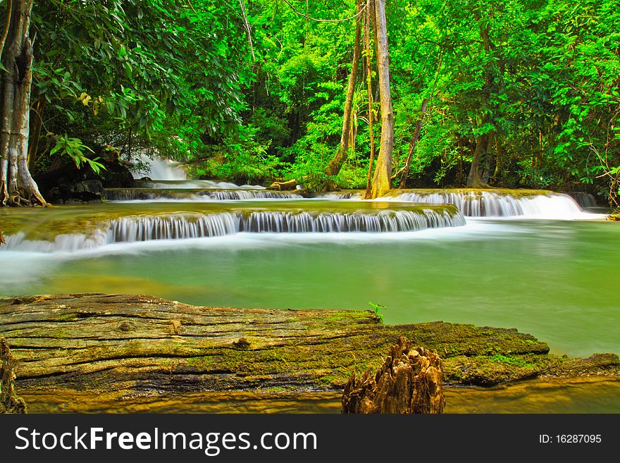 Hui Mae Kamin Water fall in Kanchanaburi , Thailand. Hui Mae Kamin Water fall in Kanchanaburi , Thailand