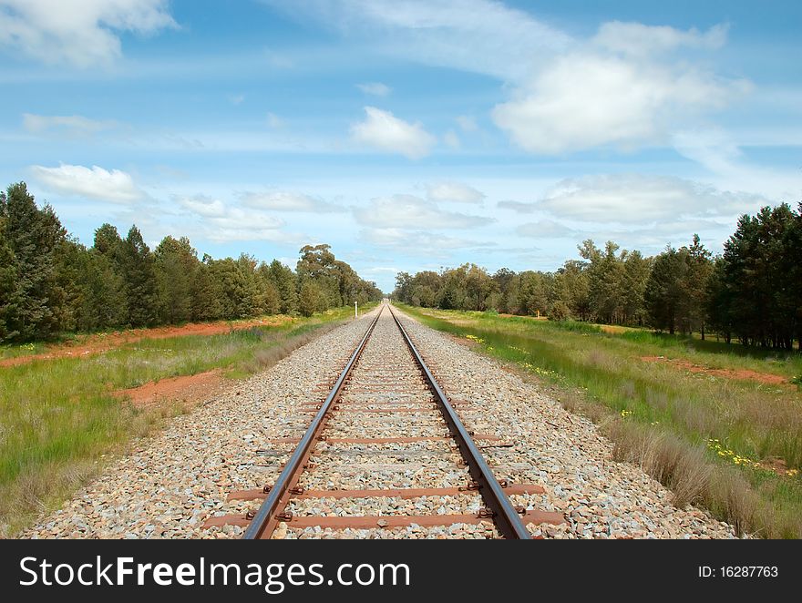 A railway track out in the country. A railway track out in the country