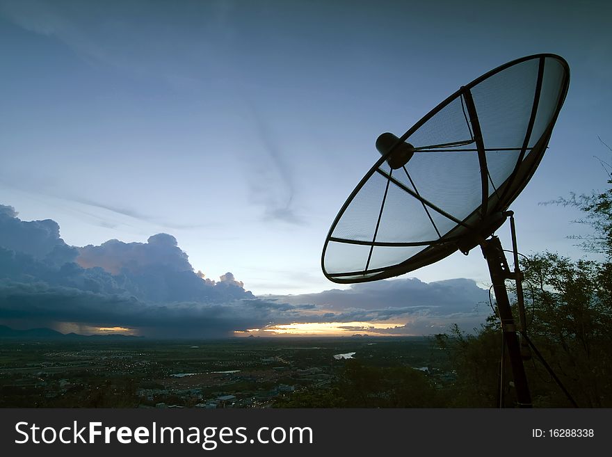 Satellite dishes atop a mountain