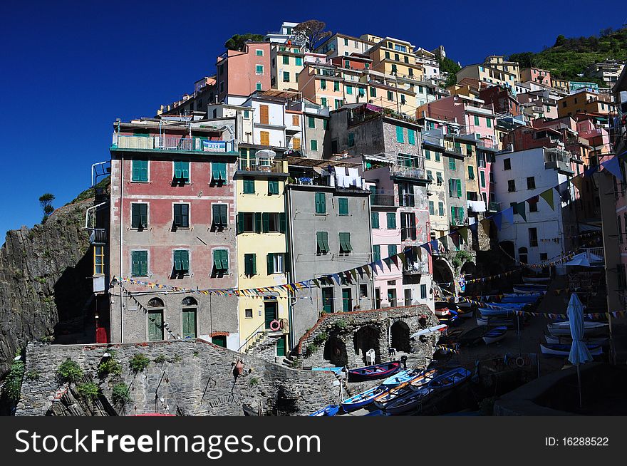 Beautiful village in Cinque Terre, Riomaggiore, La Spezia