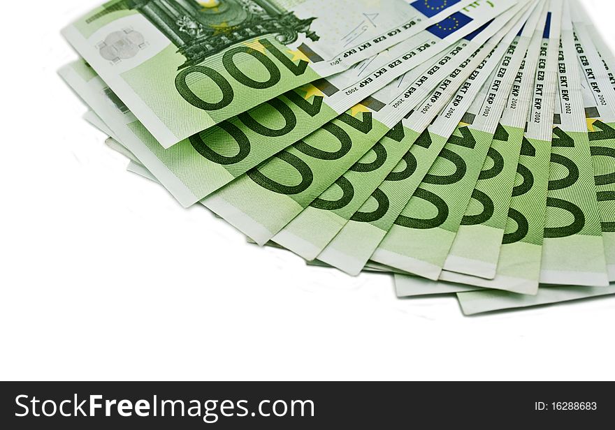 Banknotes, the euro isolated on white background