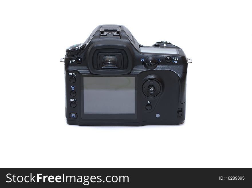 Photo of the DSLR camera on white background