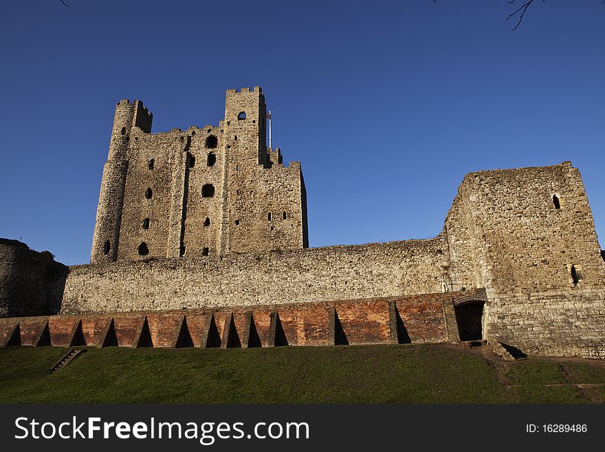 The historic castle at Rochester in Kent. The historic castle at Rochester in Kent