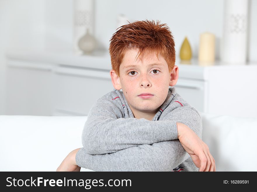Portrait of young boy with serious look. Portrait of young boy with serious look