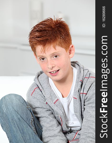 Portrait of young red-haired boy. Portrait of young red-haired boy