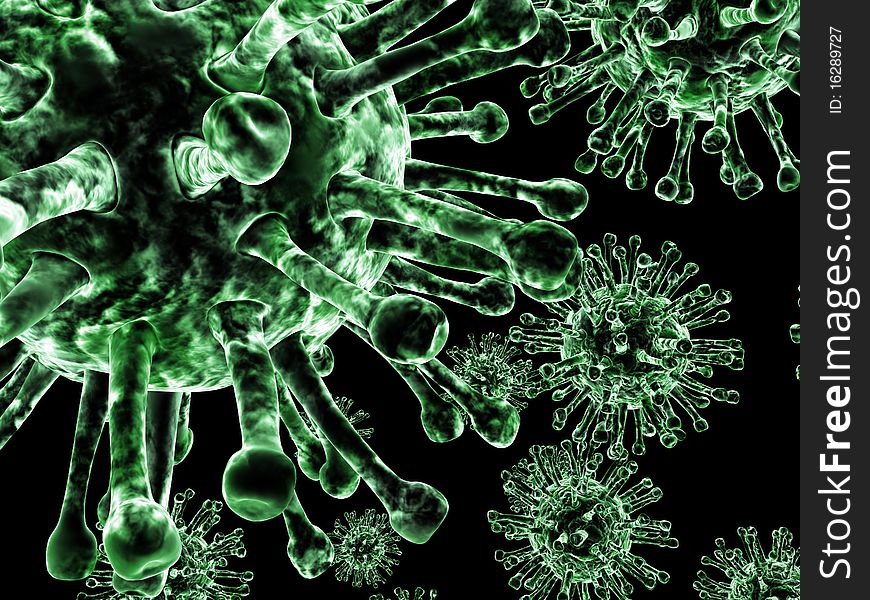 Virus illustration on black background