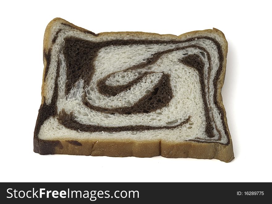 Choco bread on white background.