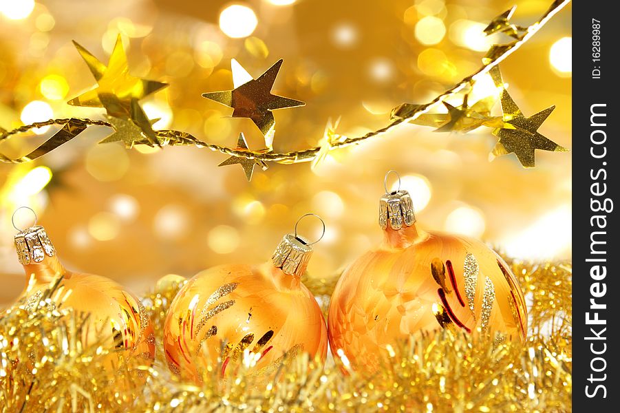 Christmas background with golden balls