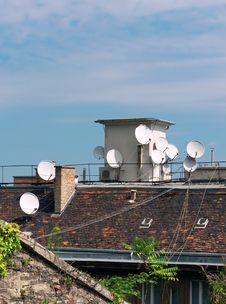 Roof With Antennas Stock Photo Roof With Antennas Stock Photo