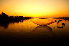 Fisherman At Sunrise Stock Images Fisherman At Sunrise Stock Images