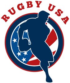 Rugby Player Running Usa Stock Photo