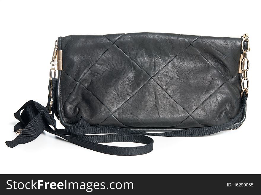 Black Leather Clutch Isolated