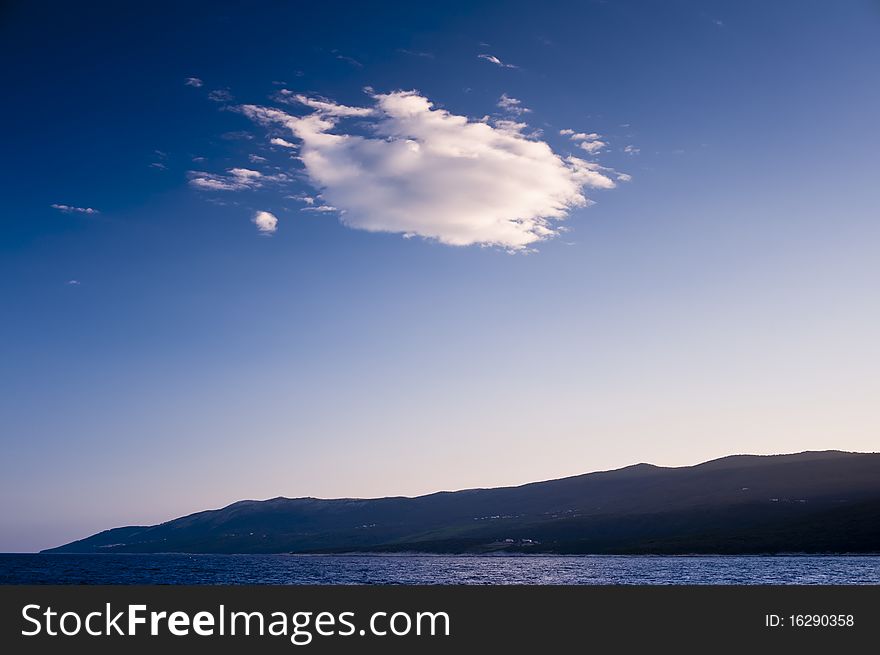 Cloud over sea in summer evening