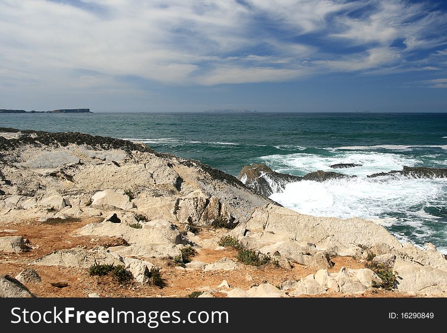 View on Atlantic ocean and rocks. View on Atlantic ocean and rocks