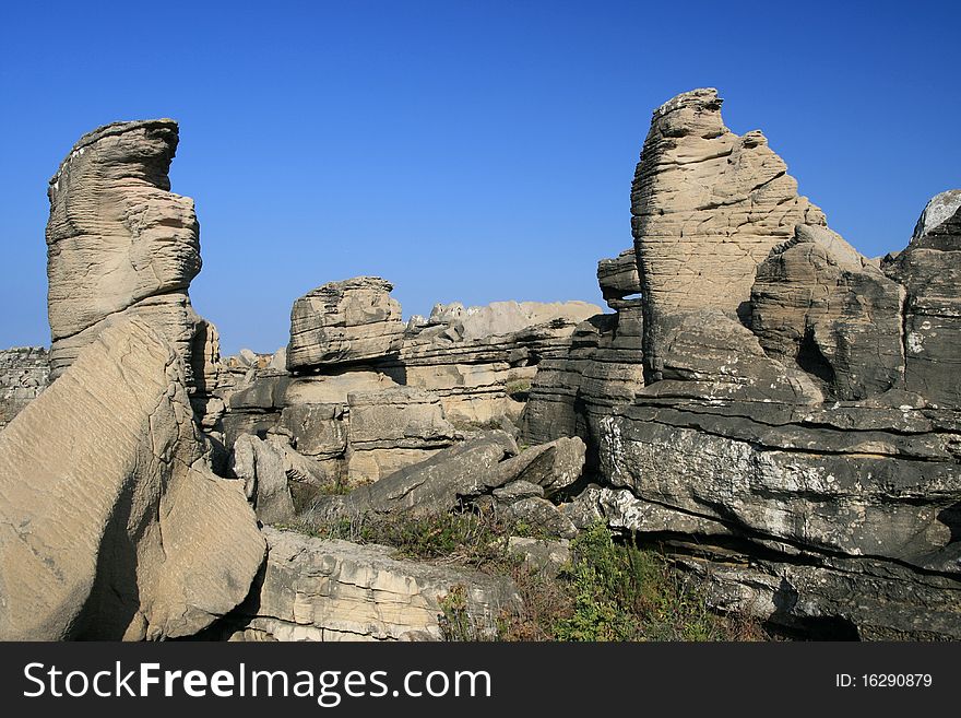 View on rocks and blue sky